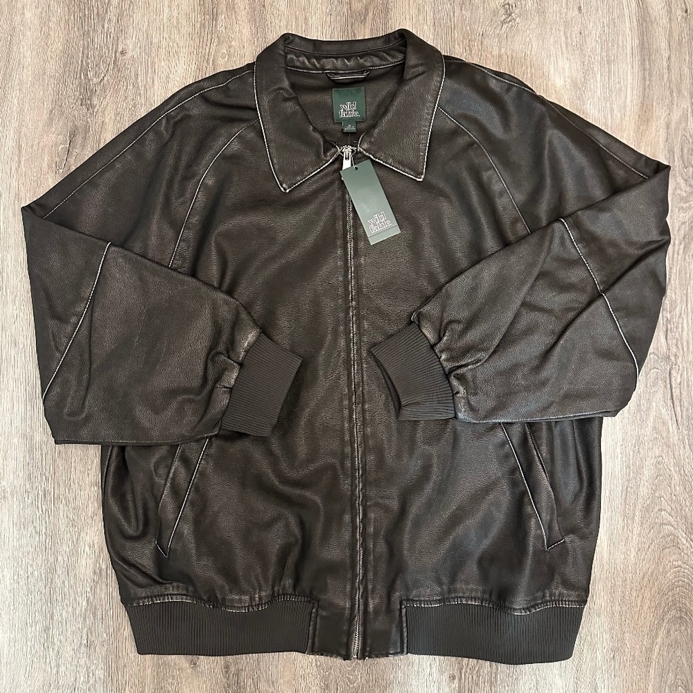 Wild Fable's Women's Distressed Faux Leather Bomber Jacket